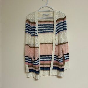Striped Open-Front Cardigan